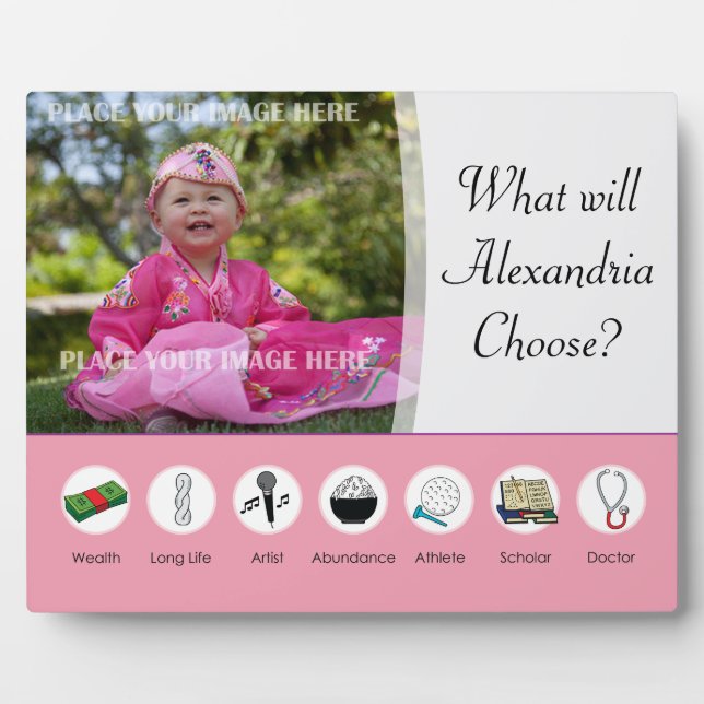 Doljabi Doljanchi Dol Korean 1st First birthday Plaque (Front)