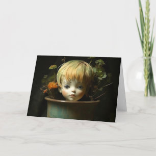 Doll Head in a Flower Pot All Occasions Greeting Card