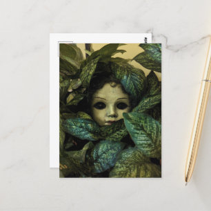Doll Head in Plants Postcard