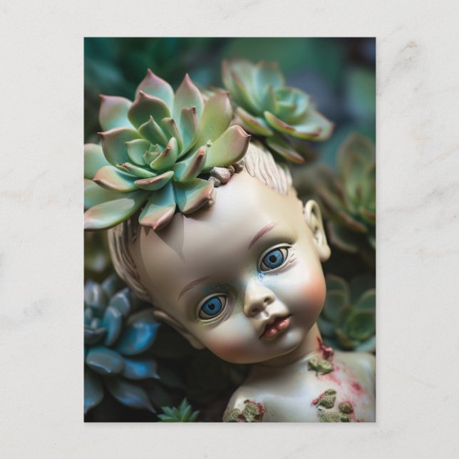 Doll Head in the Succulent Garden Postcard (Front)