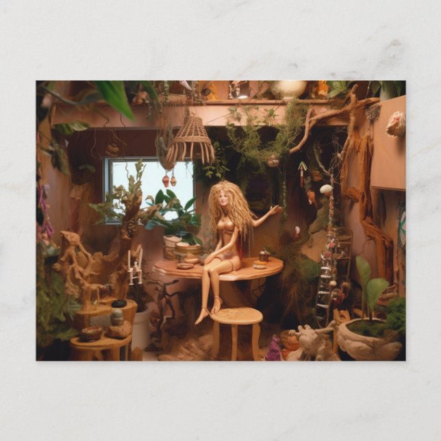 Doll in a treehouse funny anatomy  postcard (Front)