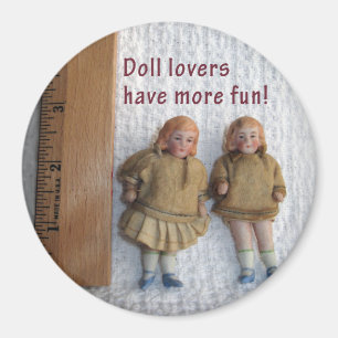 Doll Lovers Twin Antique Doll Magnets, Round Magnet