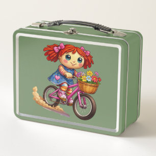 Doll on a Bike Metal Lunch Box