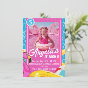 Doll Pink Fashion Pool Birthday Invitation