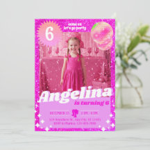 Doll Pink Gilter Invitation Birthday Party