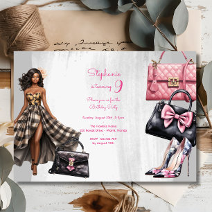 Doll pink girl fashion birthday party invitation