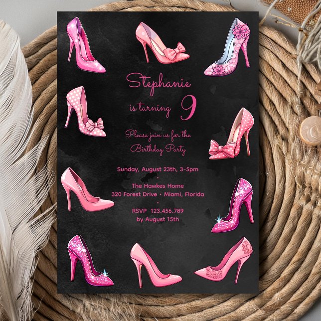 Doll pink high heel shoes girl birthday party invitation (Creator Uploaded)