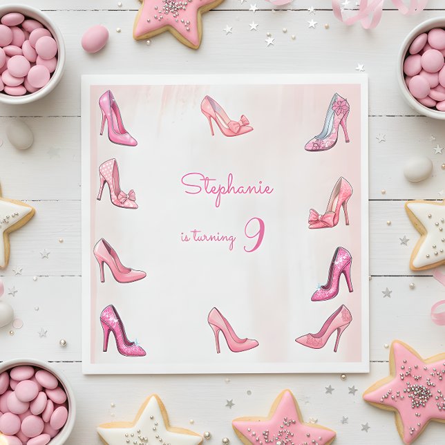 Doll pink high heel shoes girl birthday party napkin (Creator Uploaded)
