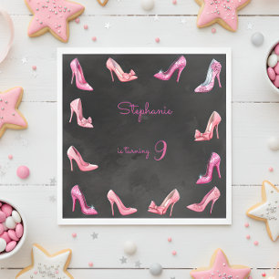 Doll pink high heel shoes girl birthday party napkin
