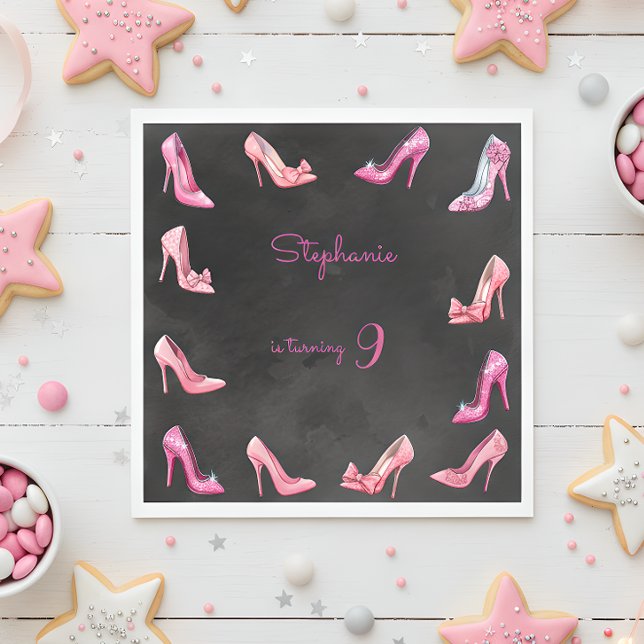Doll pink high heel shoes girl birthday party napkin (Creator Uploaded)