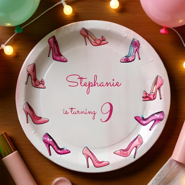 Doll pink high heel shoes girl birthday party paper plate (Creator Uploaded)