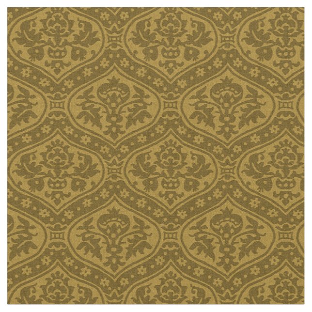 Doll-Scale Renaissance Damask, Amber Fabric (Close Up)