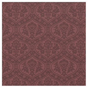 Doll-Scale Renaissance Damask, Claret Red Fabric