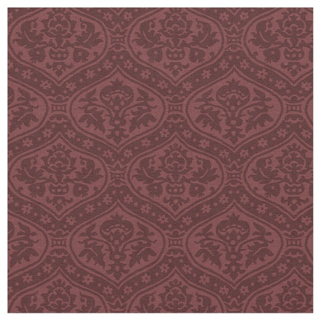Doll-Scale Renaissance Damask, Claret Red Fabric (Close Up)