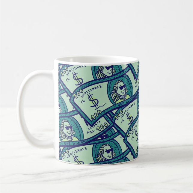 Dollar Banknotes: Seamless Money Pattern Coffee Mug (Left)