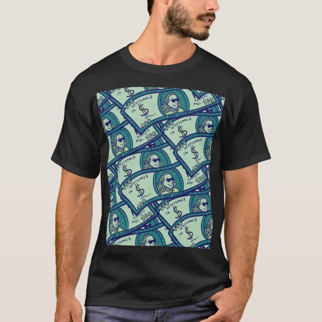 Dollar Banknotes: Seamless Money Pattern T-Shirt (Front)