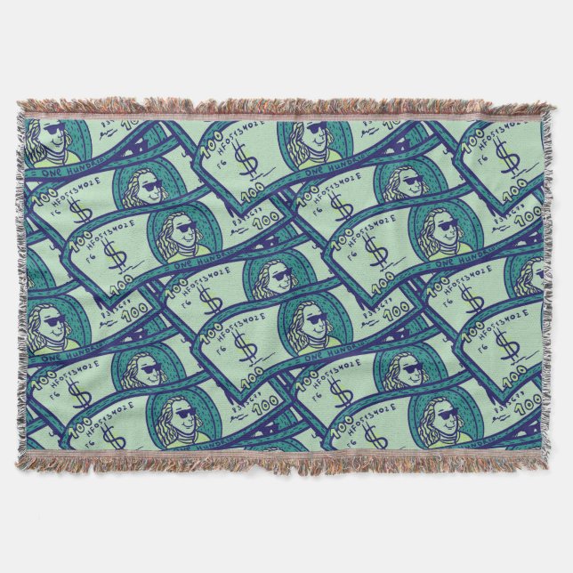 Dollar Banknotes: Seamless Money Pattern Throw Blanket (Front)