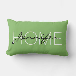 Dollar bill colour home monogram lumbar cushion