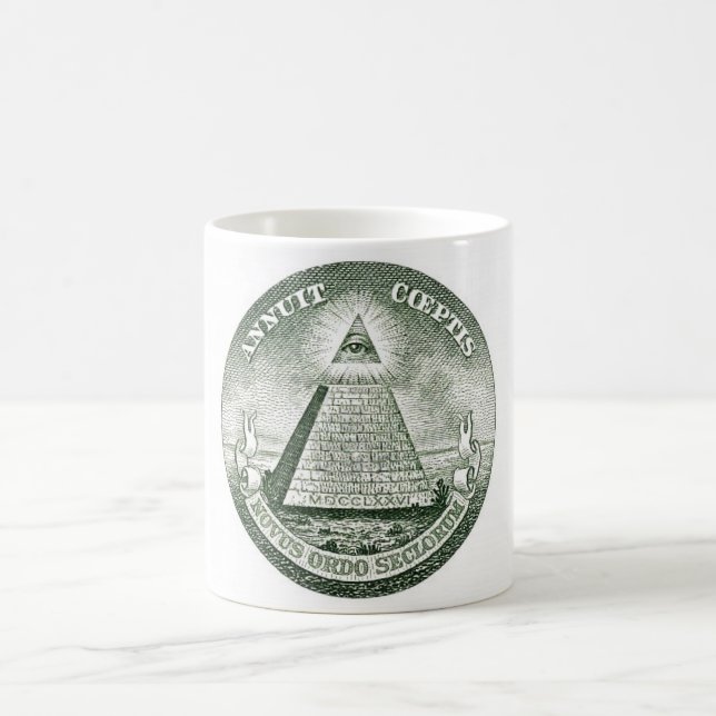 Dollar Bill Freemason Illuminati Pyramid Coffee Mug (Center)