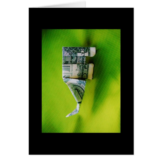 Dollar bill origami Elephant on Green background (Front)