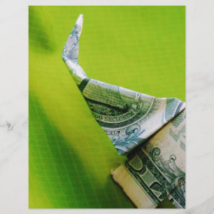 Dollar bill origami Elephant on Green background
