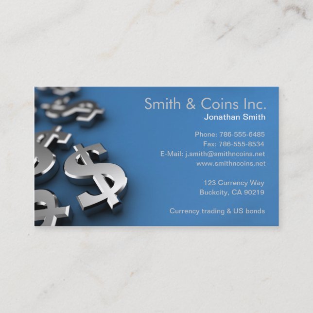 Dollar Currency Symbols Business Card (Front)
