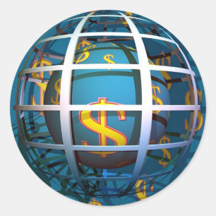 Dollar Globe Classic Round Sticker