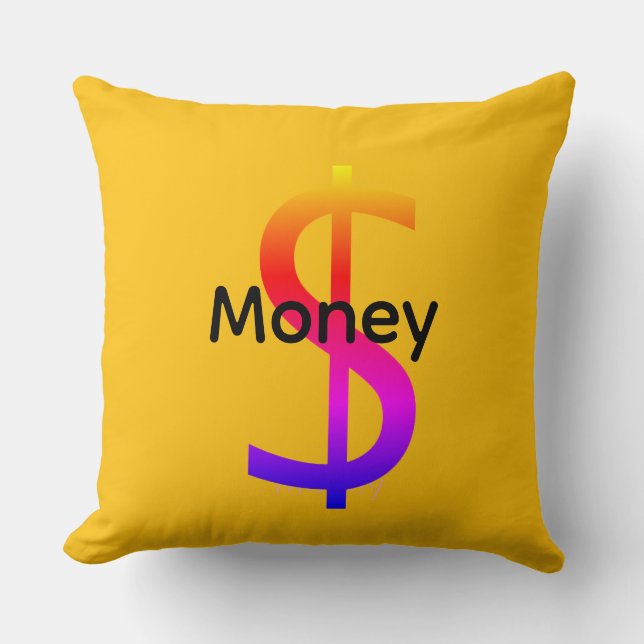 Dollar $ign Money  Logo Rainbow Yellow Cushion (Front)