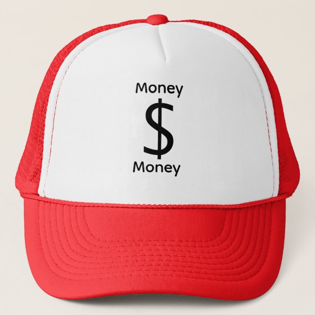 Dollar $ign Money  Logo Red White Trucker Hat (Front)