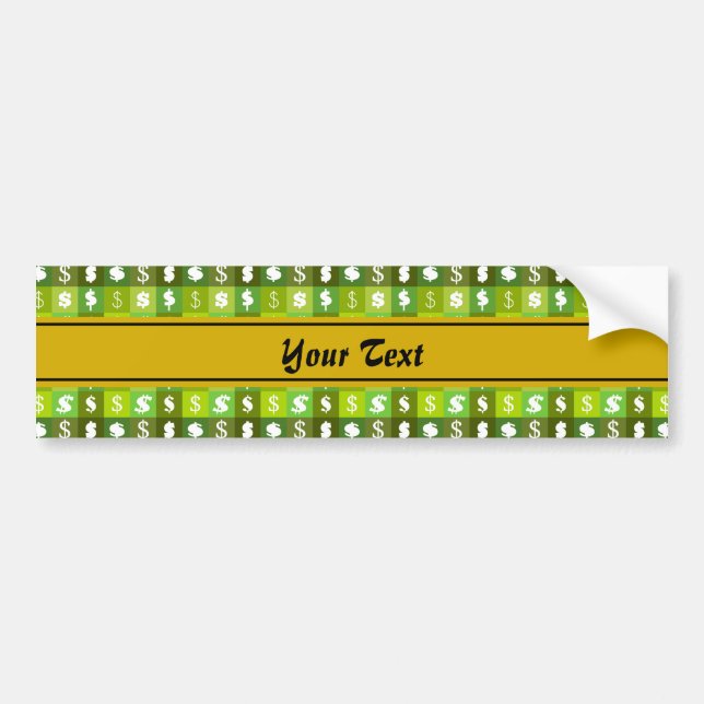 Dollar money sign pattern bumper sticker (Front)
