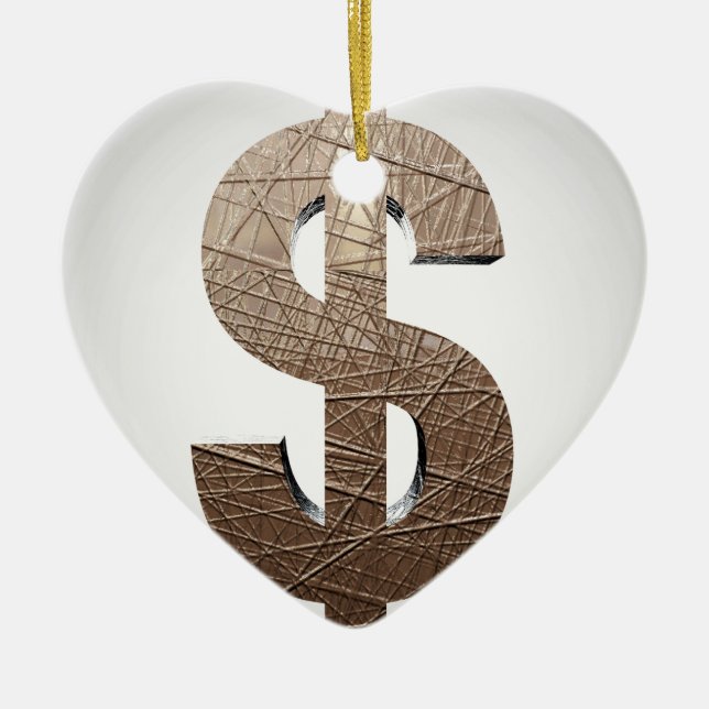 Dollar sign ceramic tree decoration (Front)