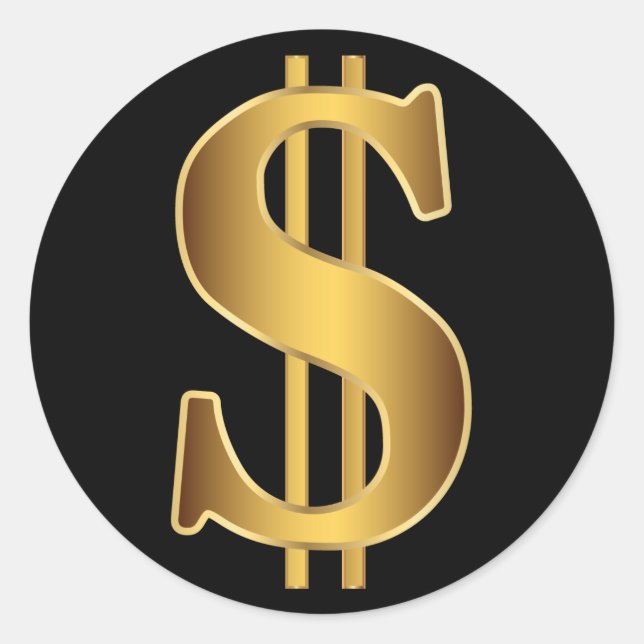 Dollar sign classic round sticker (Front)