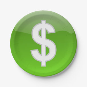 Dollar Sign Paper Plate