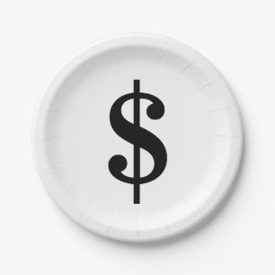 Dollar Sign   Simple Classic Alphabet Paper Plate
