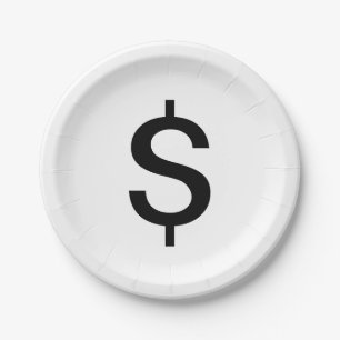 Dollar Sign   Simple Modern Alphabet Paper Plate