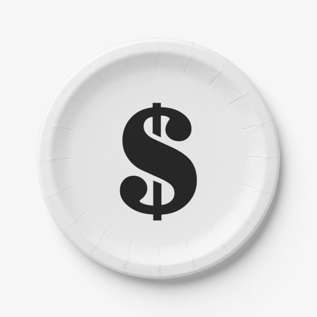 Dollar Sign | Simple Stencil Alphabet Paper Plate (Front)