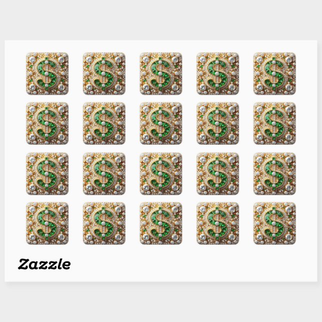 Dollar Sign  Square Sticker (Sheet)