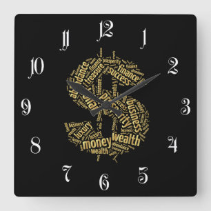 Dollar sign square wall clock