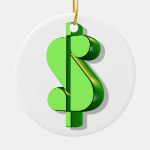 dollar sign value and success ceramic tree decoration