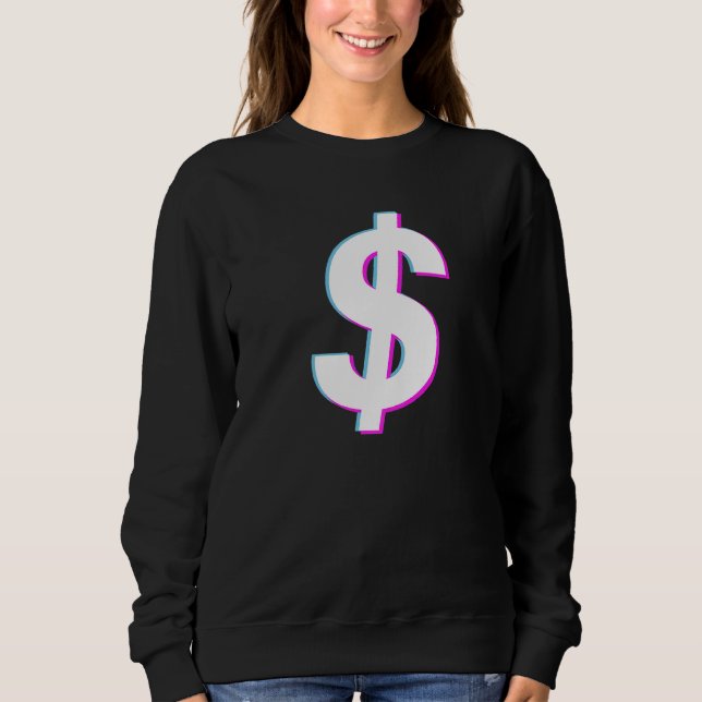 Dollar Sign Vaporwave Aesthetic Glitch Sweatshirt (Front)