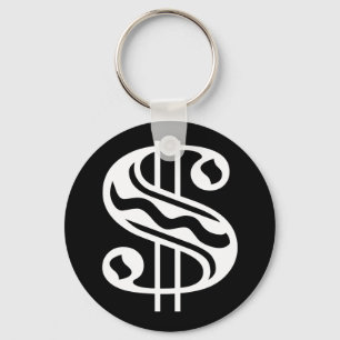 Dollar Sign - White Key Ring