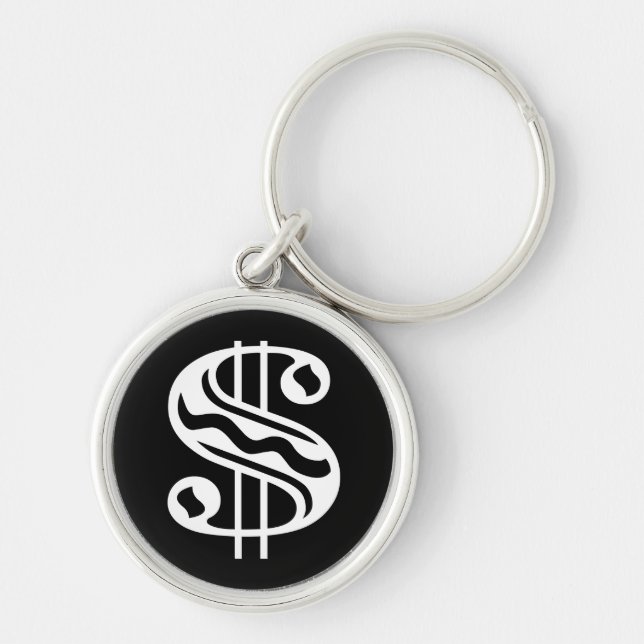 Dollar Sign - White Key Ring (Front)
