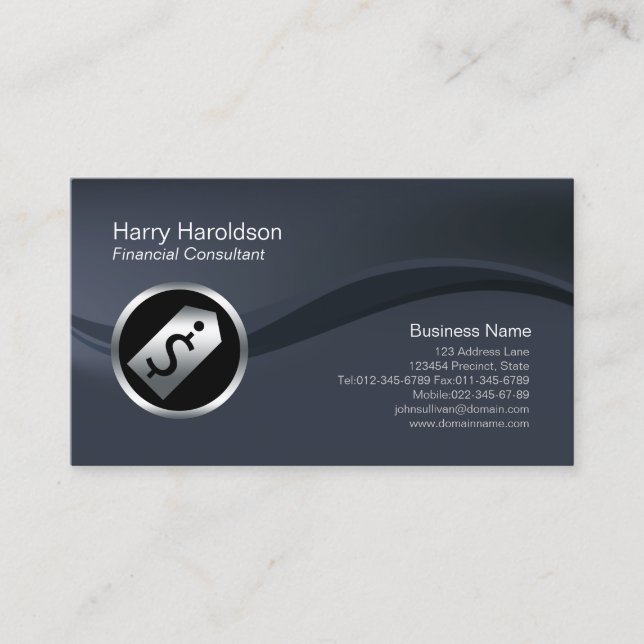 Dollar Tab Icon Financial Consultant Business Card (Front)