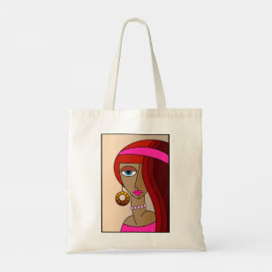 Dolled Up Redhead Women Beautiful Cubism Tote Bag