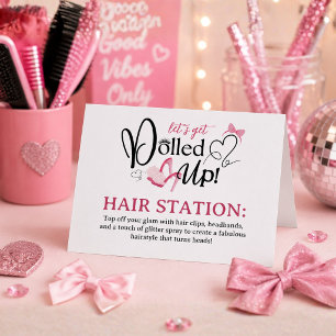 Dolled Up Spa Party Hair Station Folded Table Card