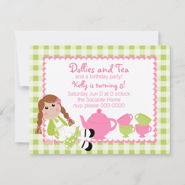 Dollies Tea Party Invitation (Front)