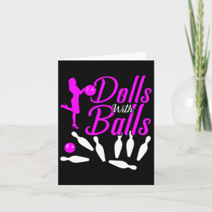 Dolls With Bowling Shirt Funny Bowler Bowling Card