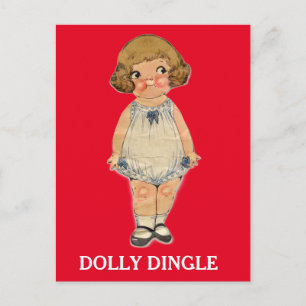 DOLLY DINGLE VINTAGE CARTOON GIRL POSTCARD