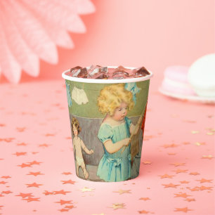 Dolly Laundry Girl Vintage Playing Dolls Cute Paper Cups