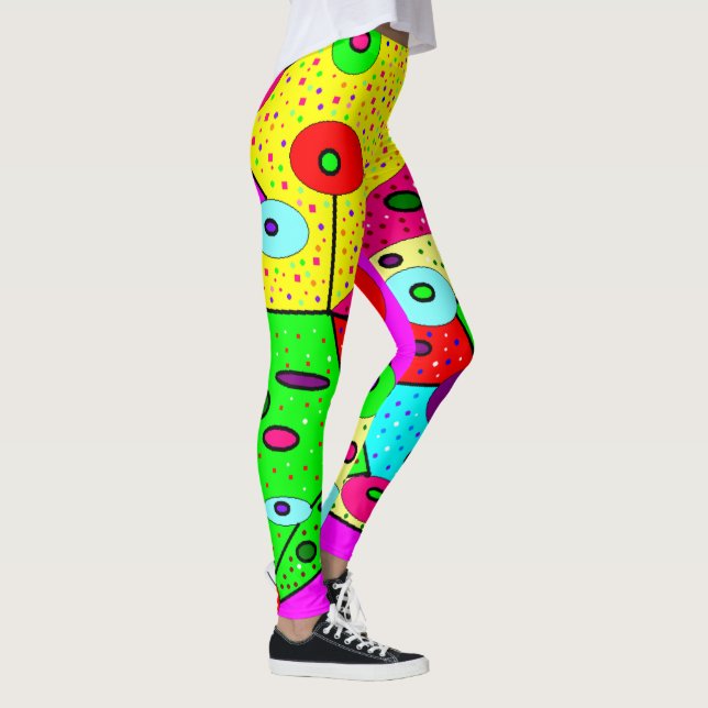 Dolly mixture bold bright patterns mixed colours leggings (Right)